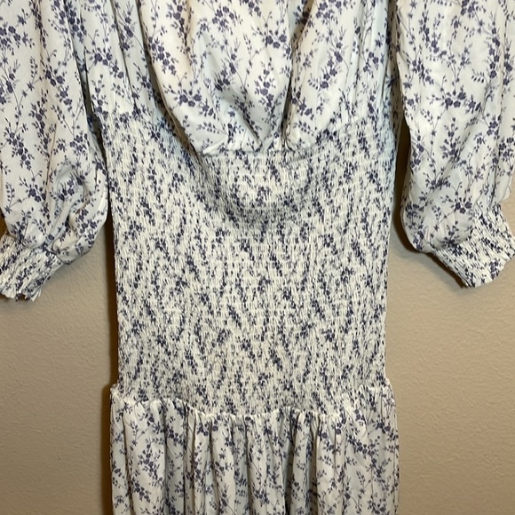 Pink Lily Floral Off Shoulder Maxi Shirred Waist Peasant Dress - Picture 5 of 7